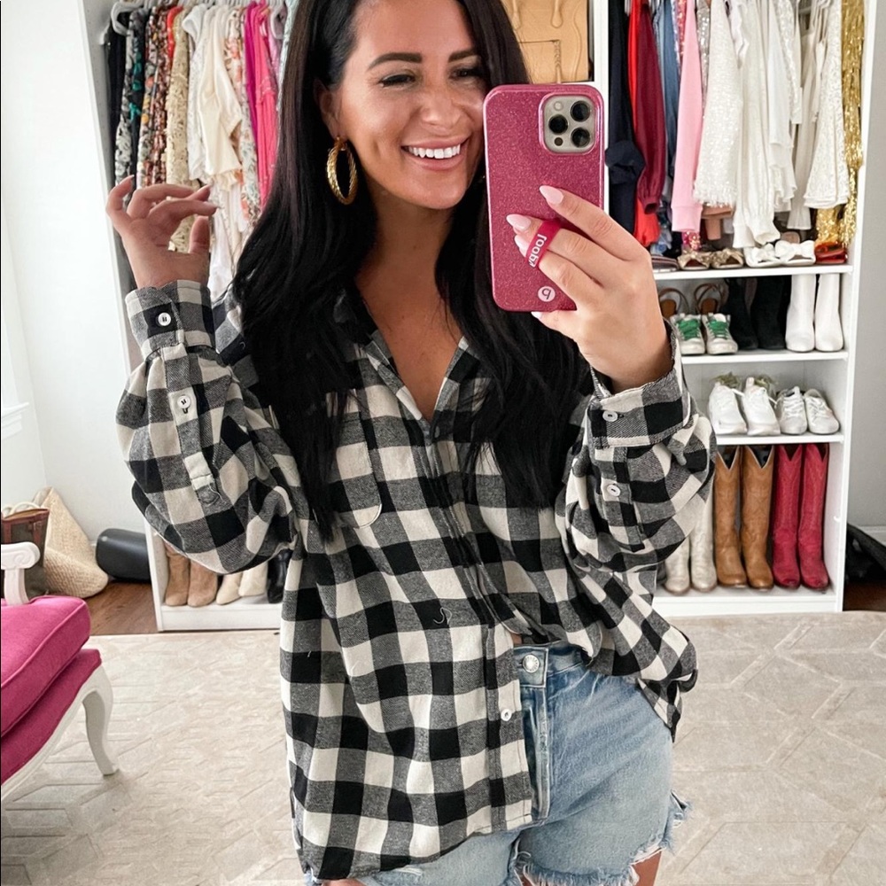 Red Dress oversized buffalo pride tip flannel